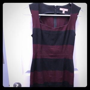 Banana Republic burgundy black striped dress